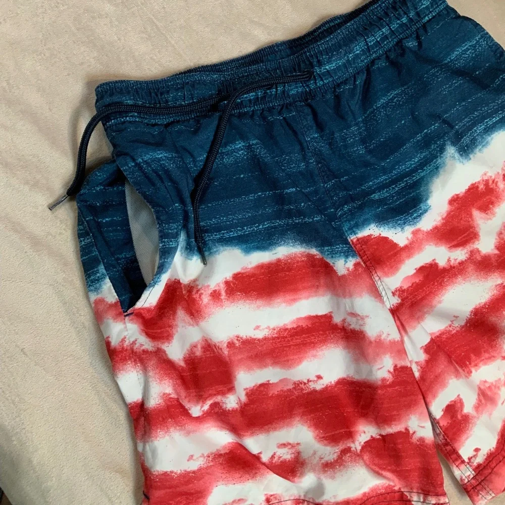 Board Shorts Red White Blue No Tags Fits like Sz M Swim Beach Surf Resort